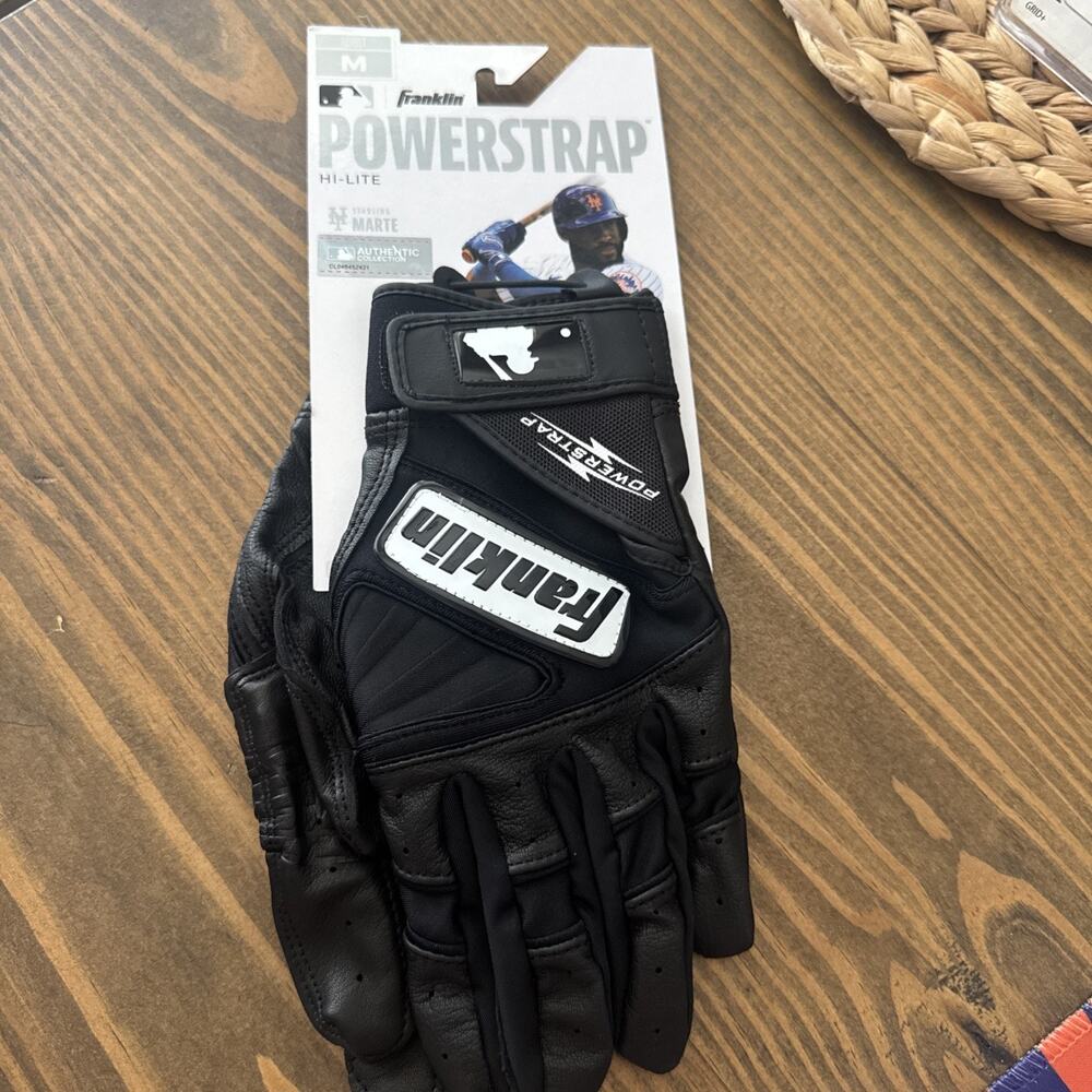 Adult Franklin Powerstrap Hi-Lite Starling Marte Black Batting Glove Size Medium